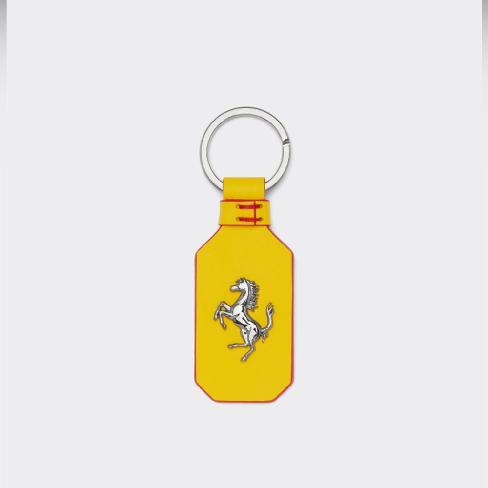 Genuine Ferrari leather key ring with prancing horse